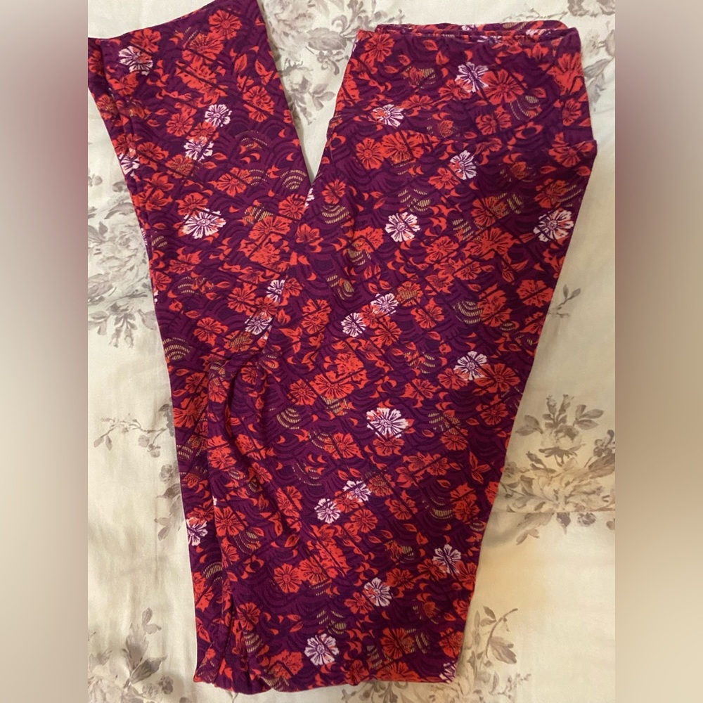 purple & coral leggings